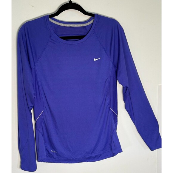 Nike Tops - Nike Womens Sz Large Purple Drifit Long Sleeve Crew Neck Stretch Athleisure